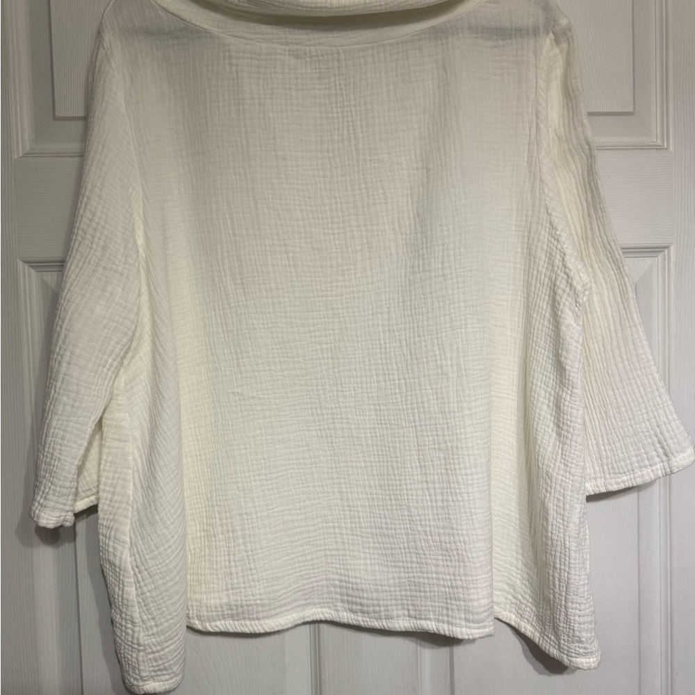 Bryn Walker Etta Cotton Gauze Cowl Neck Top Elbow Sleeves size XL - Picture 3 of 6